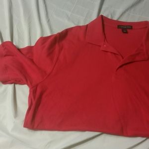 Lands End Polo Short Sleeve Shirt Red